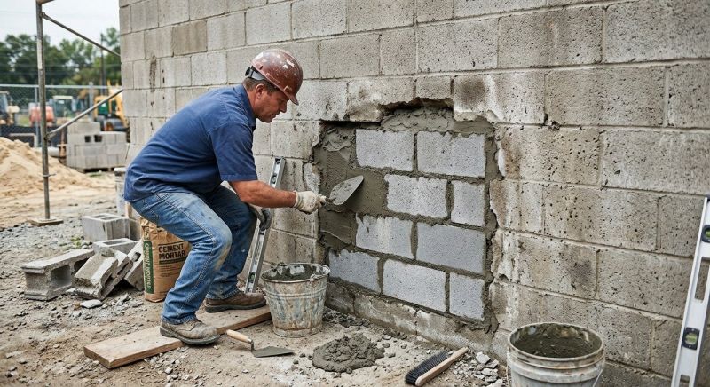 Cinder Block Wall Repair in Glendale, CA