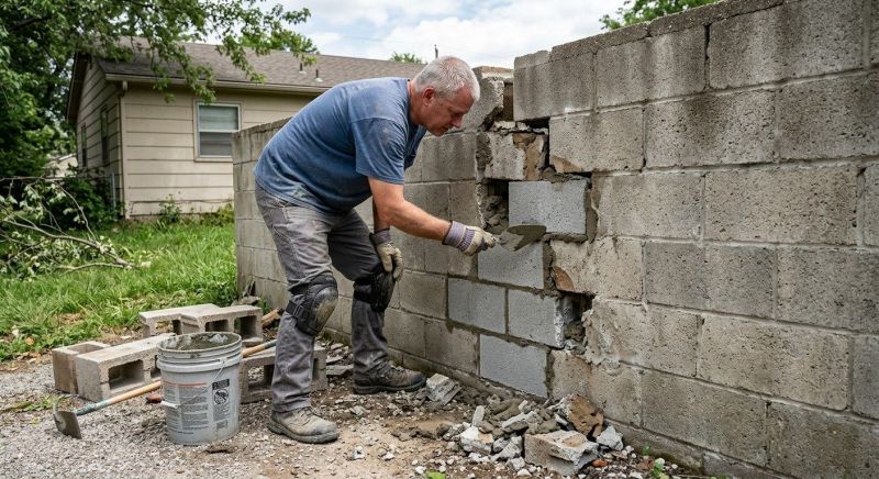 Cinder Block Wall Repair in La Mirada, CA